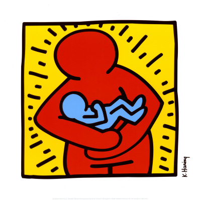 haring-keith-mother-holding-baby-1986